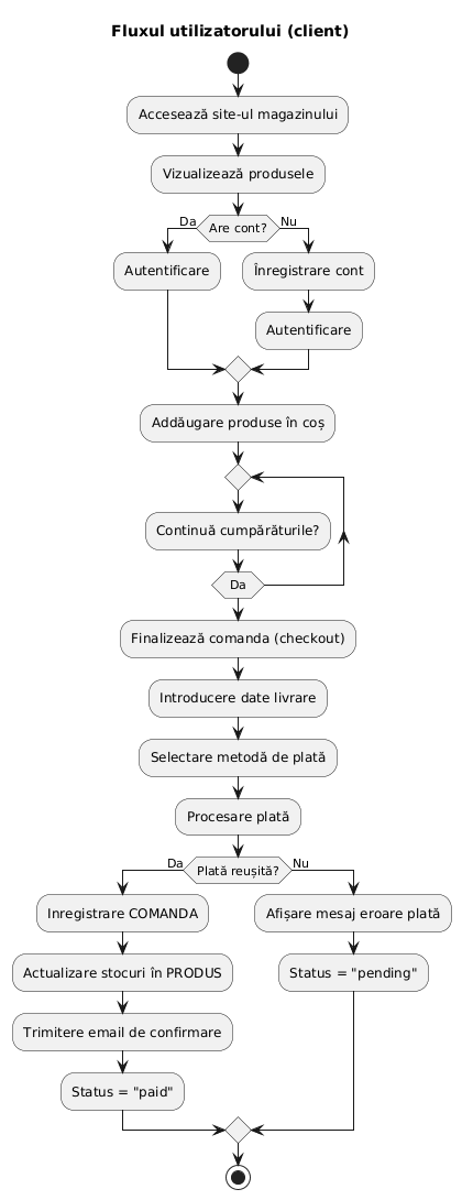Diagrama activitate client